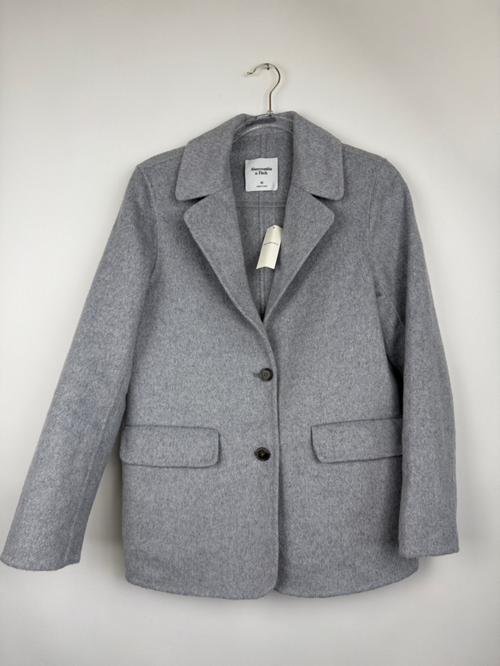 Abercrombie & Fitch Gray Heavy-weight Wool Blend Blazer Coat Size Medium NWT